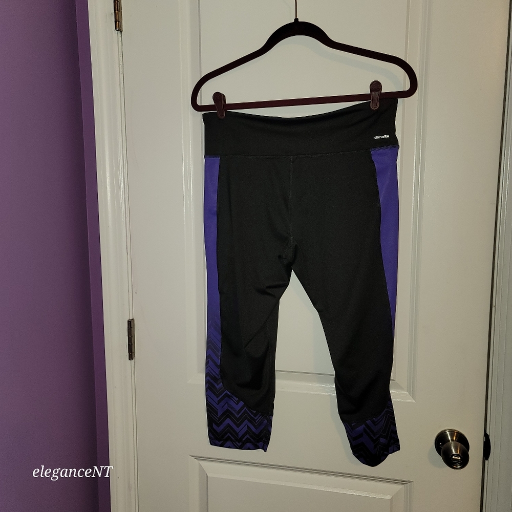 Adidas Black/Purple Climate Capri performance pants sz: XL NWT - Picture 4 of 7